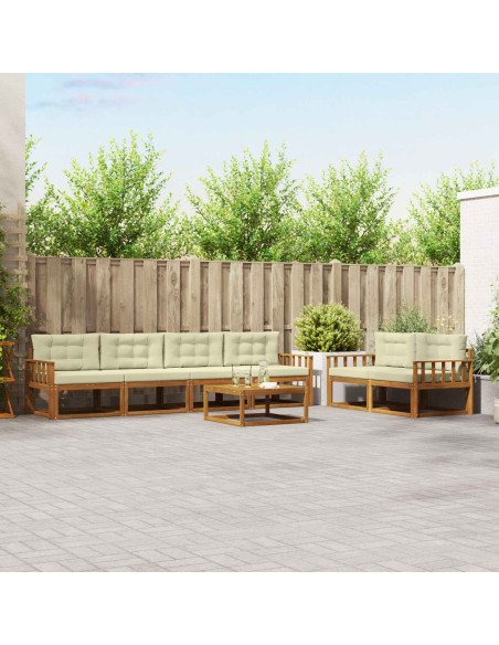 Set di divani da esterno con cuscino 7 pcs Naturale e Crema