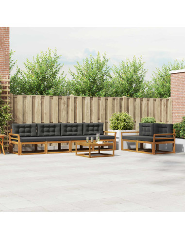 Set di divani da esterno con cuscino 7 pcs Naturale e Antracite