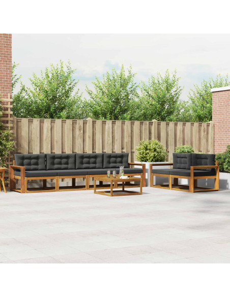 Set di divani da esterno con cuscino 7 pcs Naturale e Antracite