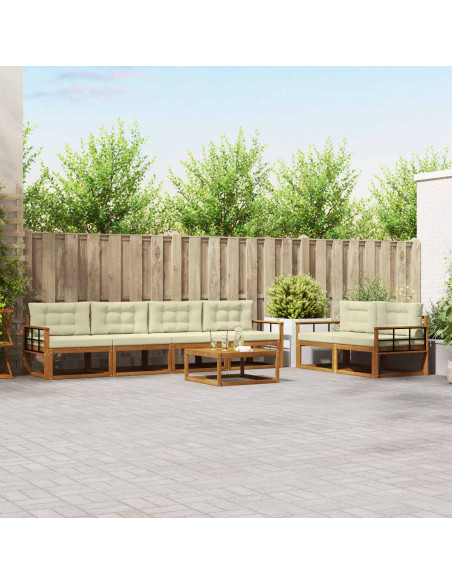 Set di divani da esterno con cuscino 7 pcs Naturale e Crema