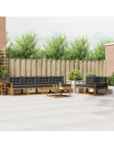 Set di divani da esterno con cuscino 7 pcs Naturale e Antracite