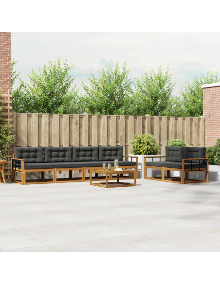 Set di divani da esterno con cuscino 7 pcs Naturale e Antracite