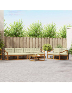 Set di divani da esterno con cuscino 7 pcs Naturale e Crema