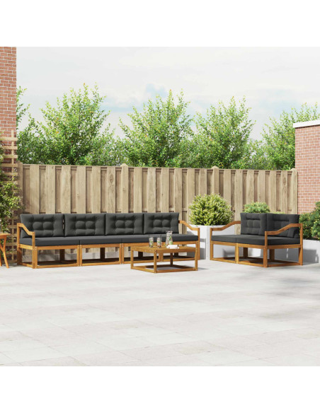 Set di divani da esterno con cuscino 7 pcs Naturale e Antracite