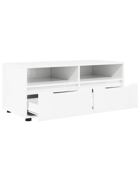 Mobile TV Bianco Lucido 100 x 48 x 43 cm Legno multistrato