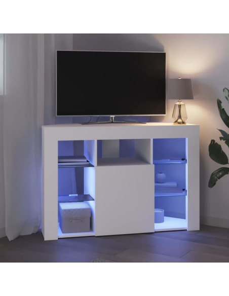 Mobile TV LED Angolare Bianco 100x40x68cm Legno multistrato