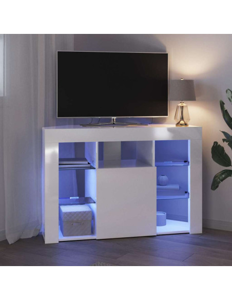 Mobile TV LED Angolare Bianco ad Alto Lucido 100x40x68cm