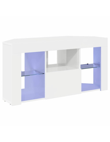 Mobile TV LED Angolare Bianco ad Alto Lucido 100 x 40 x 50 cm