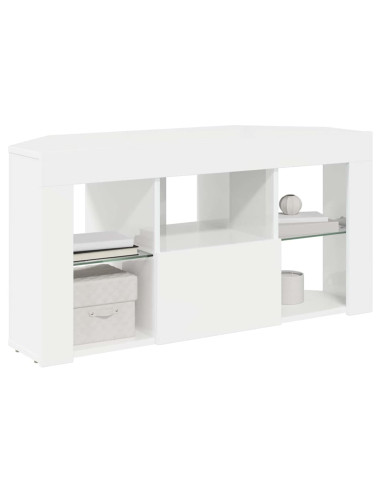 Mobile TV LED Angolare Bianco ad Alto Lucido 100 x 40 x 50 cm