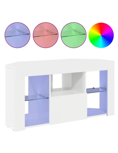 Mobile TV LED Angolare Bianco ad Alto Lucido 100 x 40 x 50 cm