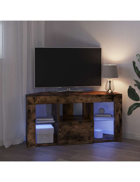 Mobile TV LED Angolare 100 x 40 x 50 cm Rovere fumé