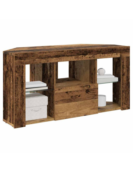 Mobile TV LED Angolare 100 x 40 x 50 cm Legno vecchio
