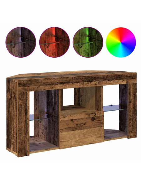 Mobile TV LED Angolare 100 x 40 x 50 cm Legno vecchio