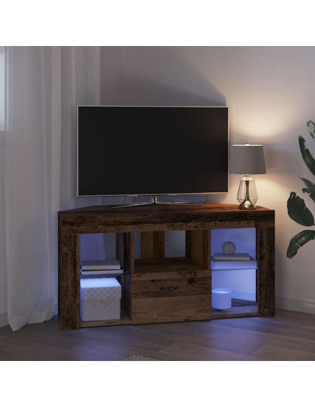 Mobile TV LED Angolare 100 x 40 x 50 cm Legno vecchio