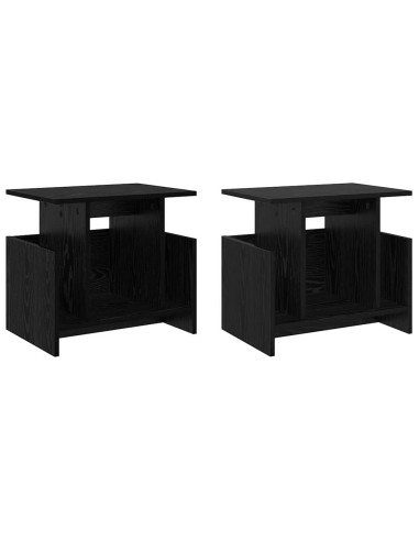 Supporto TV 2 pcs Rovere Nero 50 x 35 x 45 cm Legno multistrato