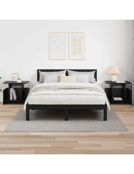 Supporto TV 2 pcs Rovere Nero 50 x 35 x 45 cm Legno multistrato