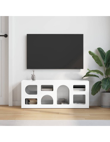Mobile TV Bianco Lucido 100 x 35 x 40 cm Legno multistrato