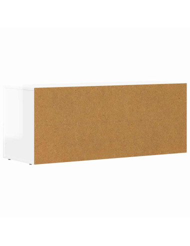 Mobile TV Bianco Lucido 100 x 35 x 40 cm Legno multistrato