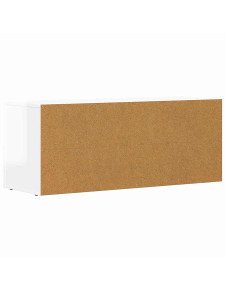 Mobile TV Bianco Lucido 100 x 35 x 40 cm Legno multistrato