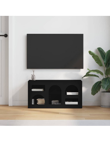 Mobile TV Nero 80 x 35 x 40 cm Legno multistrato