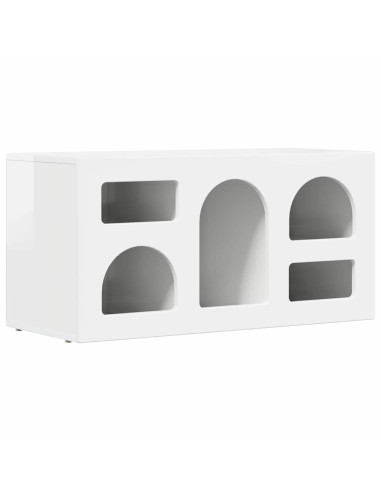 Mobile TV Bianco Lucido 80 x 35 x 40 cm Legno multistrato