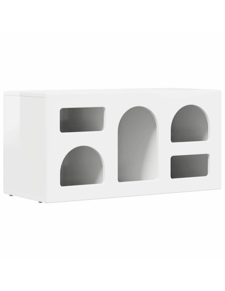Mobile TV Bianco Lucido 80 x 35 x 40 cm Legno multistrato
