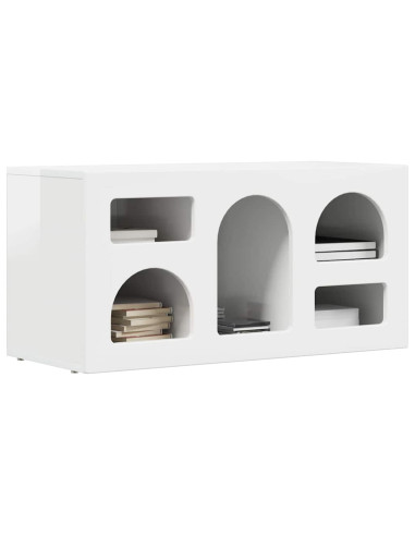 Mobile TV Bianco Lucido 80 x 35 x 40 cm Legno multistrato