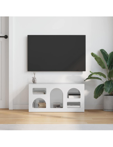 Mobile TV Bianco Lucido 80 x 35 x 40 cm Legno multistrato
