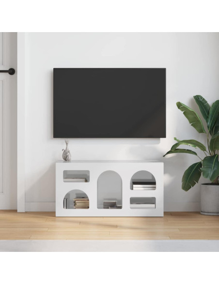 Mobile TV Bianco Lucido 80 x 35 x 40 cm Legno multistrato
