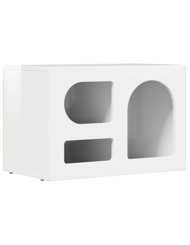 Mobile TV Bianco Lucido 60 x 35 x 40 cm Legno multistrato