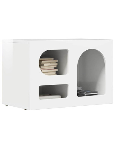 Mobile TV Bianco Lucido 60 x 35 x 40 cm Legno multistrato