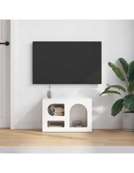 Mobile TV Bianco Lucido 60 x 35 x 40 cm Legno multistrato