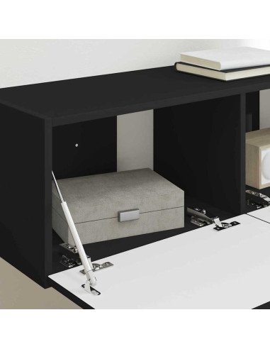 Mobile TV da parete Nero 98 x 31 x 29,5 cm Legno multistrato