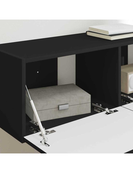 Mobile TV da parete Nero 98 x 31 x 29,5 cm Legno multistrato