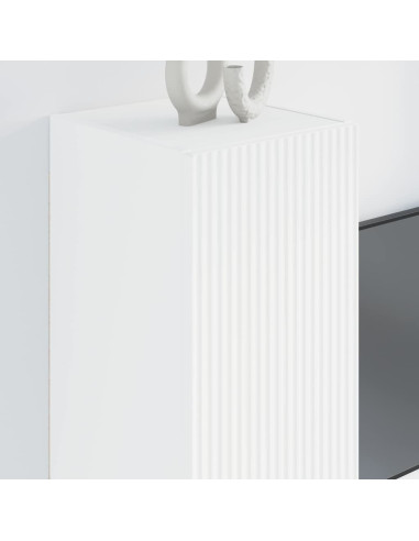 Mobile TV da parete Bianco 30 x 31 x 80 cm Legno multistrato