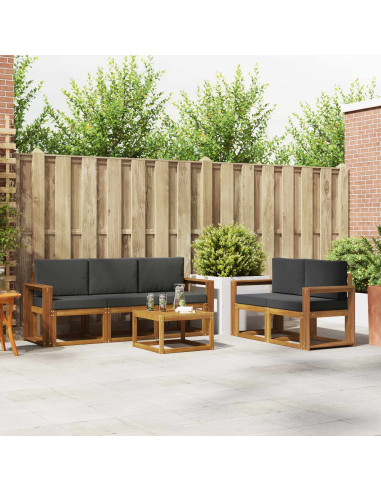 Set di divani da esterno con cuscino Naturale e Antracite