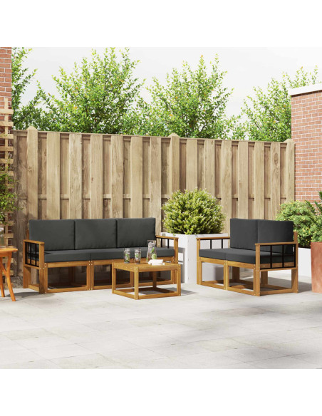 Set di divani da esterno con cuscino Naturale e Antracite