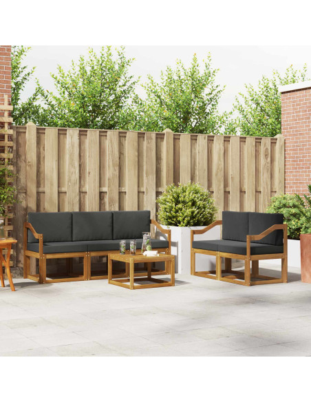 Set di divani da esterno con cuscino Naturale e Antracite