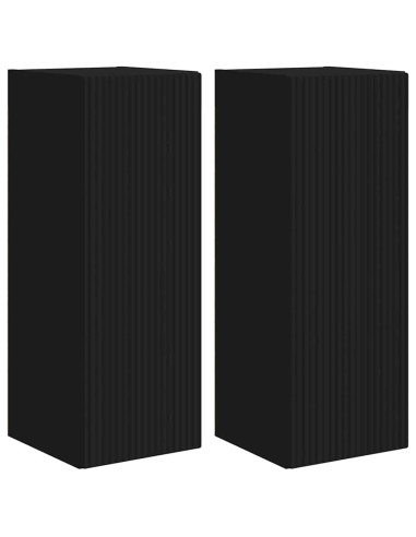 Mobile TV da parete 2 pcs Nero 30 x 31 x 80 cm