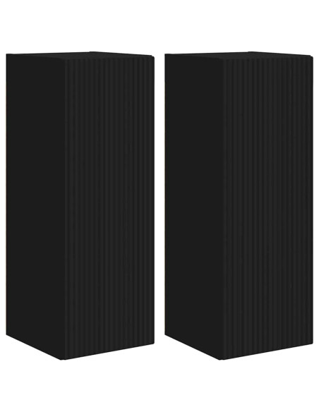 Mobile TV da parete 2 pcs Nero 30 x 31 x 80 cm