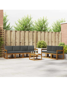 Set di divani da esterno con cuscino 8 pcs Naturale e Antracite