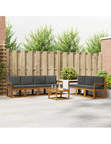 Set di divani da esterno con cuscino 8 pcs Naturale e Antracite