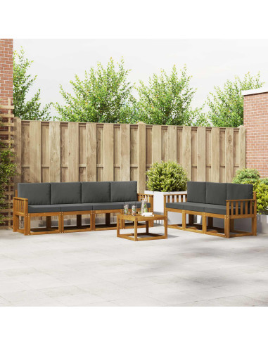 Set di divani da esterno con cuscino 8 pcs Naturale e Antracite
