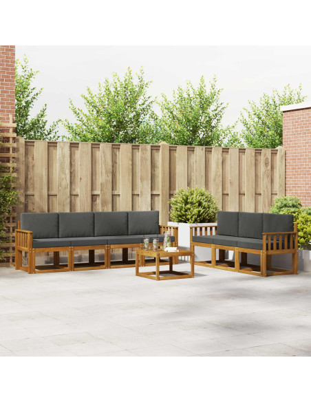 Set di divani da esterno con cuscino 8 pcs Naturale e Antracite
