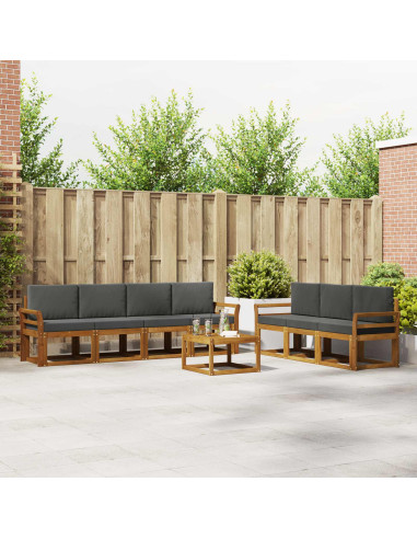 Set di divani da esterno con cuscino 8 pcs Naturale e Antracite