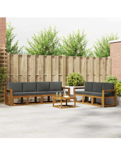 Set di divani da esterno con cuscino 8 pcs Naturale e Antracite