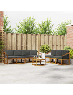 Set di divani da esterno con cuscino 8 pcs Naturale e Antracite
