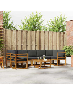 Set di divani da esterno con cuscino 8 pcs Naturale e Antracite
