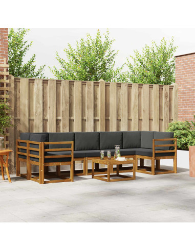 Set di divani da esterno con cuscino 8 pcs Naturale e Antracite
