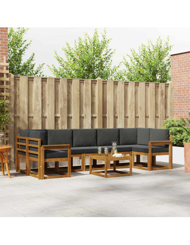 Set di divani da esterno con cuscino 8 pcs Naturale e Antracite